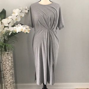 Very J Gray Cotton Midi Dress